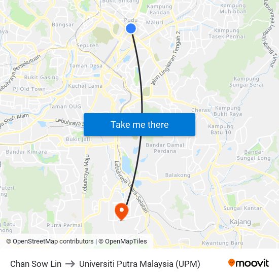 Chan Sow Lin to Universiti Putra Malaysia (UPM) map