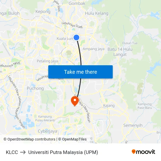 KLCC to Universiti Putra Malaysia (UPM) with public transportation