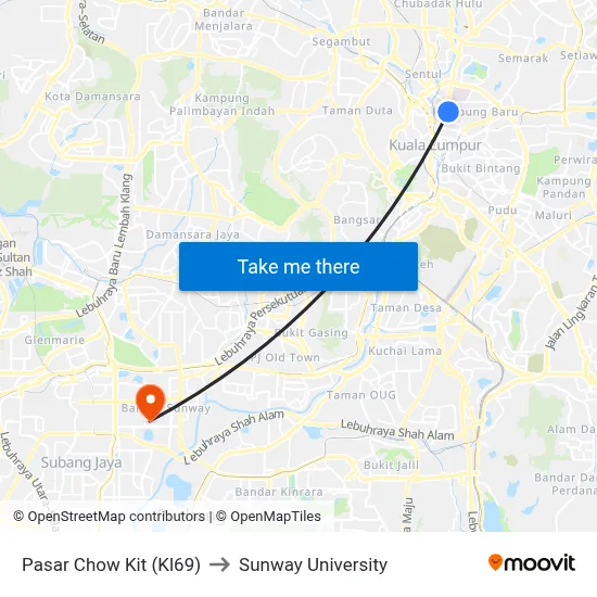 Pasar Chow Kit (Kl69) to Sunway University map