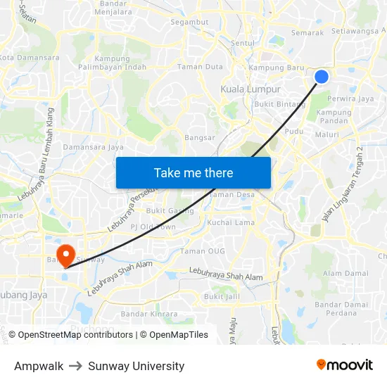 Ampwalk to Sunway University map