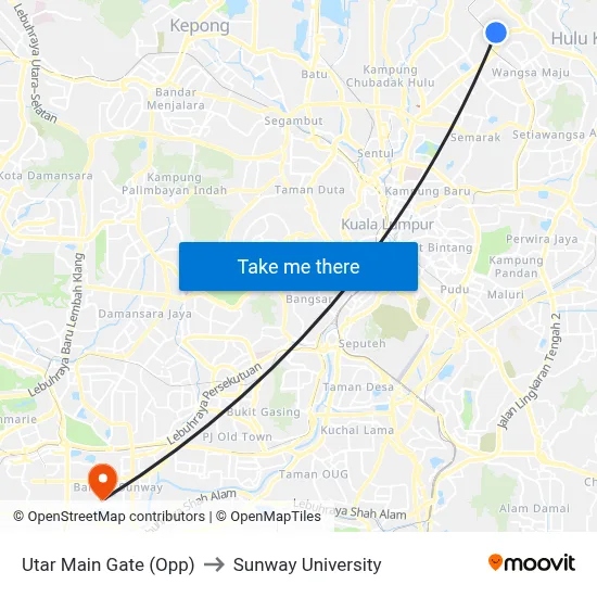 Utar Main Gate (Opp) to Sunway University map