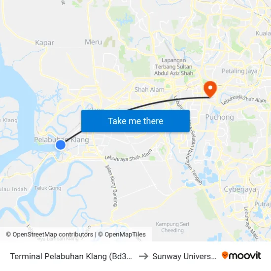 Terminal Pelabuhan Klang (Bd344) to Sunway University map