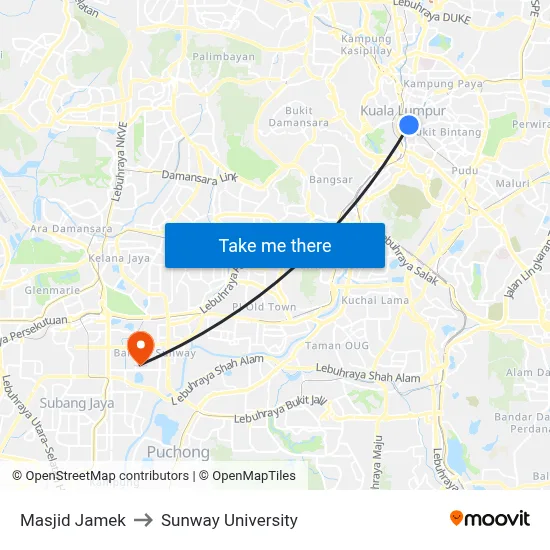 Masjid Jamek to Sunway University map