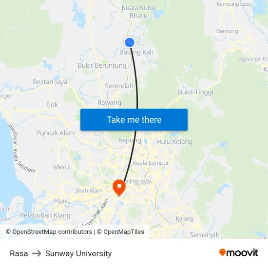 Rasa to Sunway University map