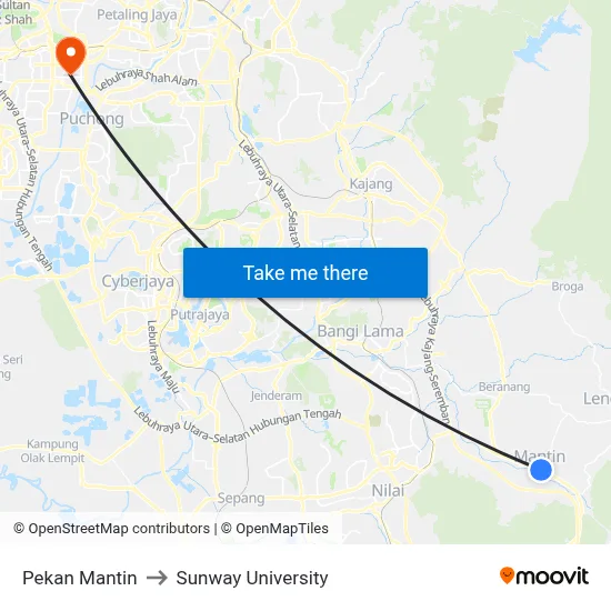 Pekan Mantin to Sunway University map