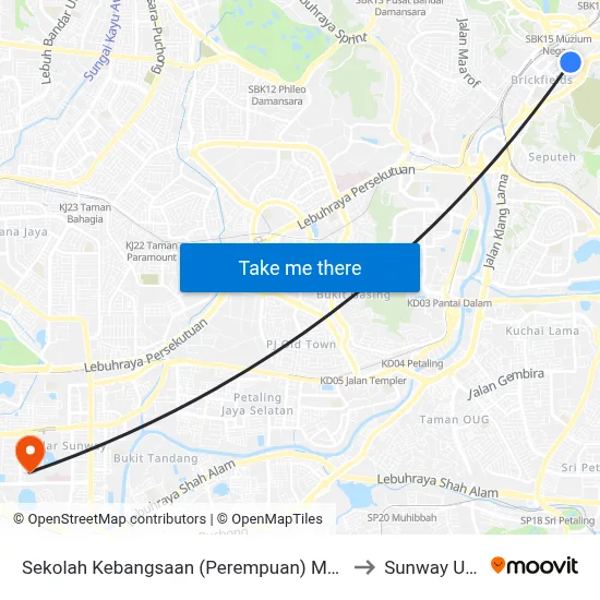 Sekolah Kebangsaan (Perempuan) Methodist 1 & 2 (Kl1082) to Sunway University map