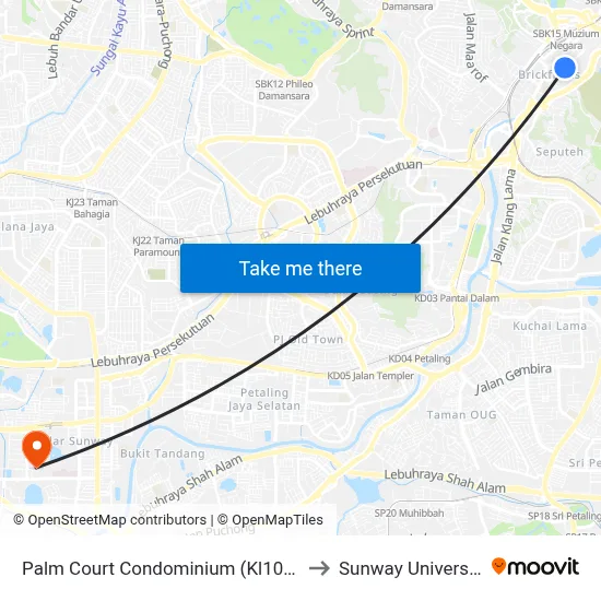 Palm Court Condominium (Kl1083) to Sunway University map