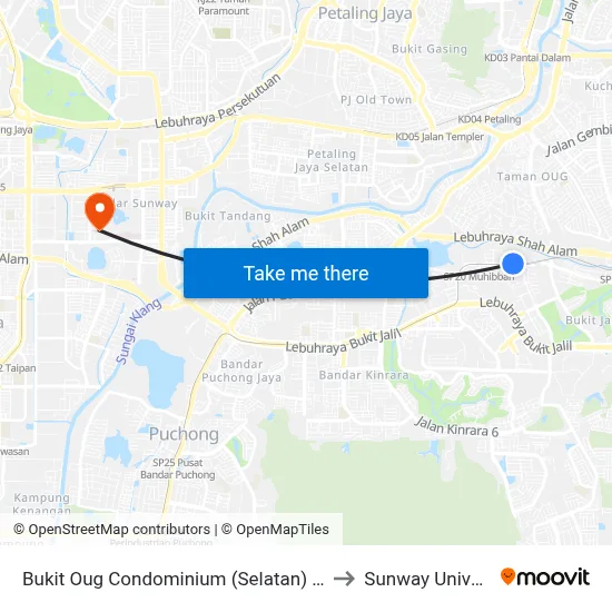 Bukit Oug Condominium (Selatan) (Kl1356) to Sunway University map