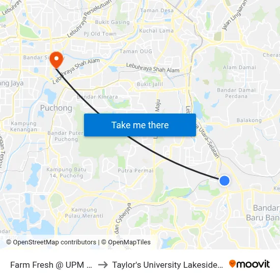 Farm Fresh @ UPM (Sj828) to Taylor's University Lakeside Campus map