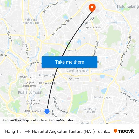 Hang Tuah to Hospital Angkatan Tentera (HAT) Tuanku Mizan map