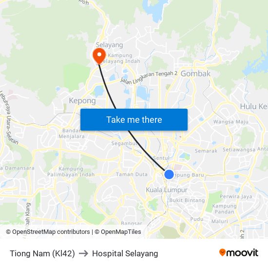 Tiong Nam (Kl42) to Hospital Selayang map