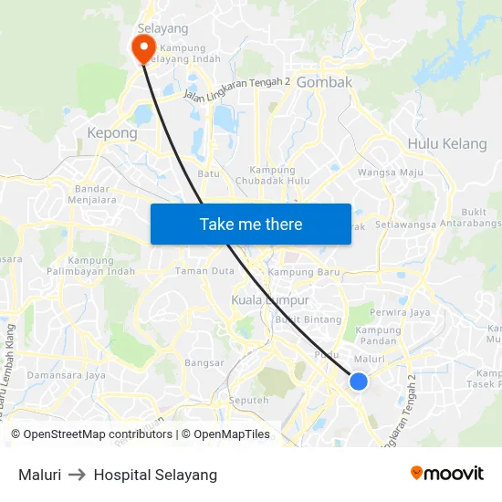 Maluri to Hospital Selayang map