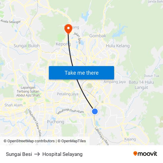 Sungai Besi to Hospital Selayang map