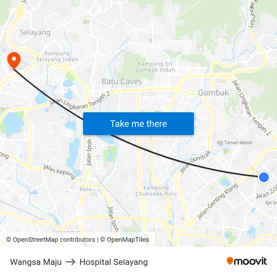 Wangsa Maju to Hospital Selayang map