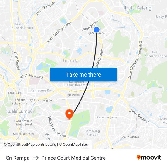 Sri Rampai to Prince Court Medical Centre map