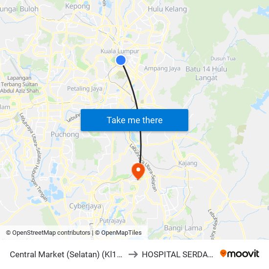 Central Market (Selatan) (Kl109) to HOSPITAL SERDANG map