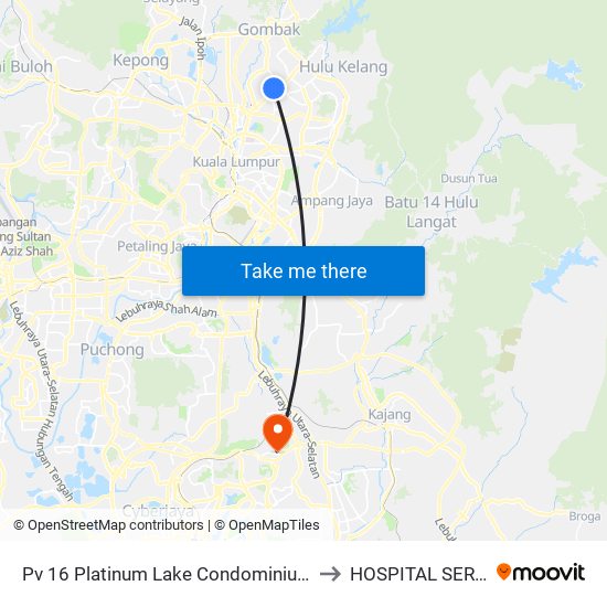 Pv 16 Platinum Lake Condominium (Kl1520) to HOSPITAL SERDANG map