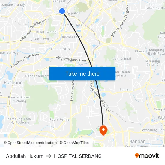 Abdullah Hukum to HOSPITAL SERDANG map