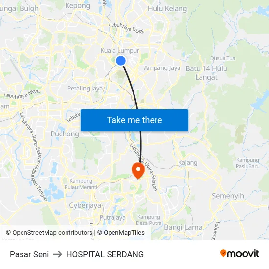 Pasar Seni to HOSPITAL SERDANG map