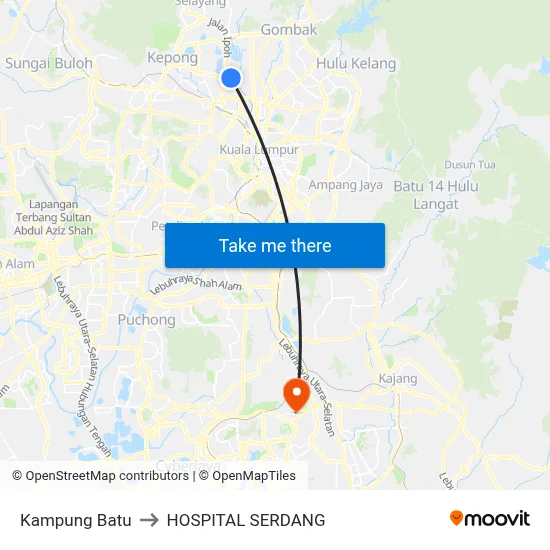 Kampung Batu to HOSPITAL SERDANG map