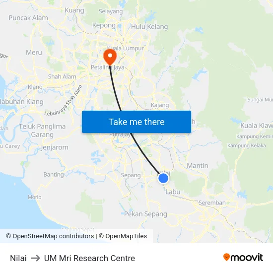 Nilai to UM Mri Research Centre map