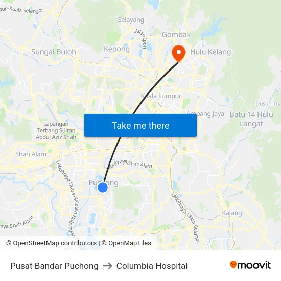 Pusat Bandar Puchong to Columbia Hospital map
