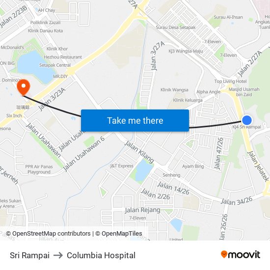 Sri Rampai to Columbia Hospital map