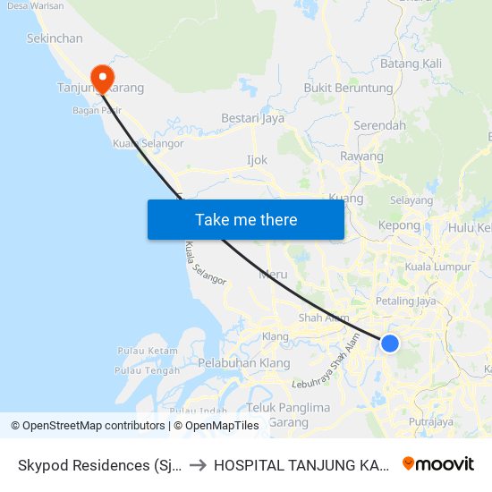 Skypod Residences (Sj447) to HOSPITAL TANJUNG KARANG map