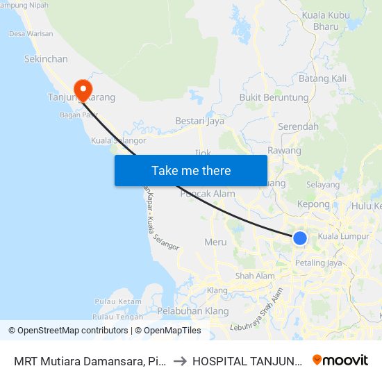 MRT Mutiara Damansara, Pintu C (Pj814) to HOSPITAL TANJUNG KARANG map