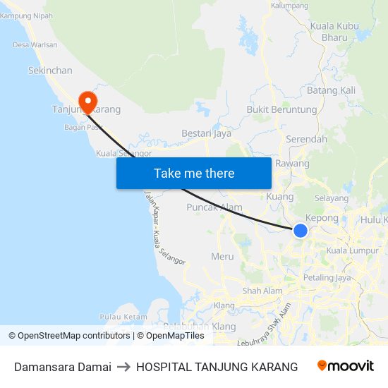 Damansara Damai to HOSPITAL TANJUNG KARANG map