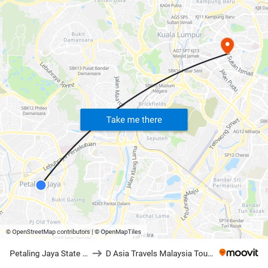 Petaling Jaya State (Utara) (Pj433) to D Asia Travels Malaysia Tour & Ticketing Agency map