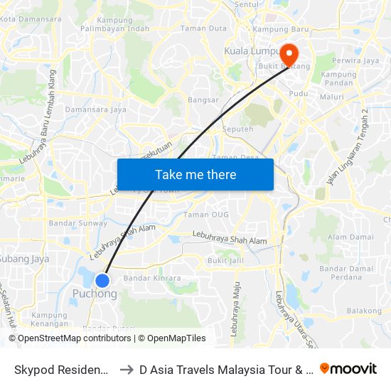 Skypod Residences (Sj447) to D Asia Travels Malaysia Tour & Ticketing Agency map