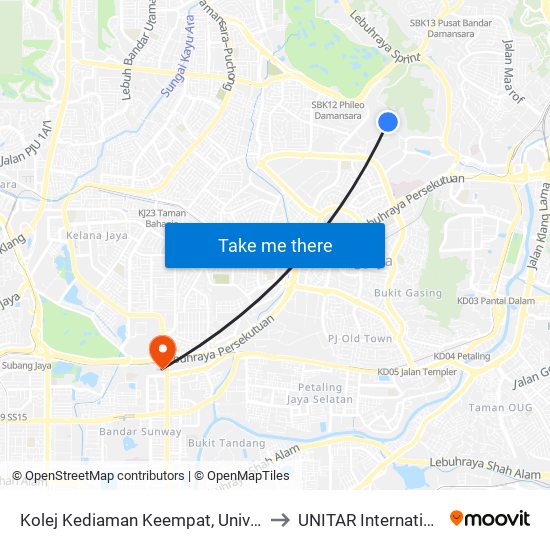 Kolej Kediaman Keempat, Universiti Malaya (Kl2348) to UNITAR International University map