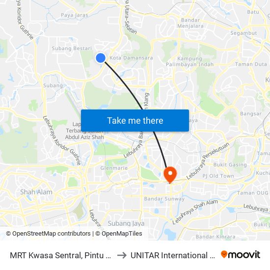 MRT Kwasa Sentral, Pintu A (Sa1020) to UNITAR International University map