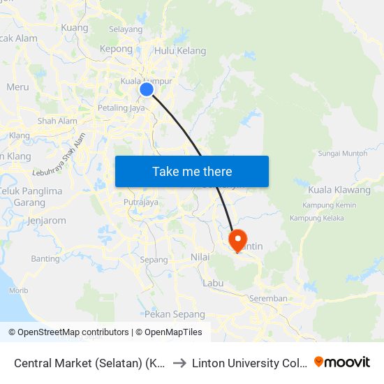 Central Market (Selatan) (Kl109) to Linton University College map