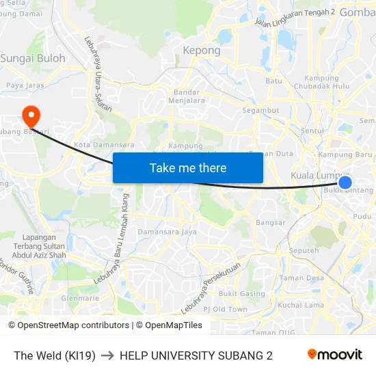 The Weld (Kl19) to HELP UNIVERSITY SUBANG 2 map