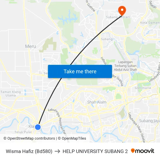 Wisma Hafiz (Bd580) to HELP UNIVERSITY SUBANG 2 map