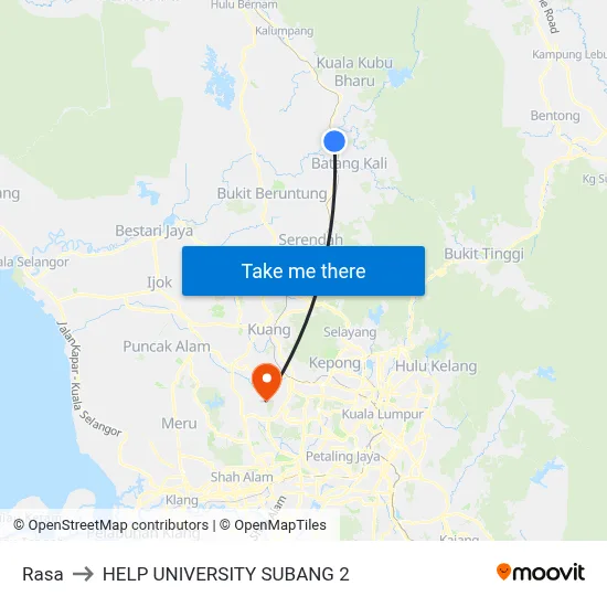Rasa to HELP UNIVERSITY SUBANG 2 map