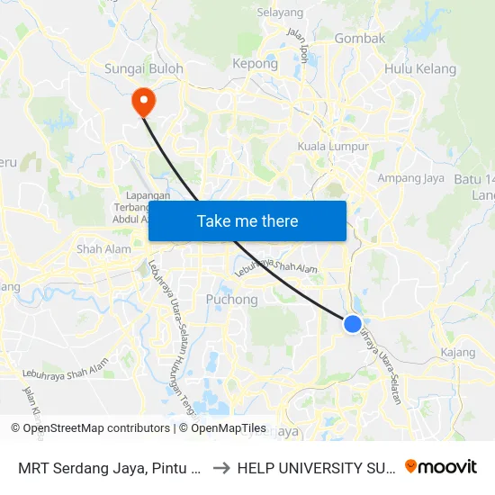 MRT Serdang Jaya, Pintu A (Sj786) to HELP UNIVERSITY SUBANG 2 map