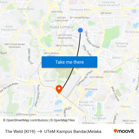 The Weld (Kl19) to UTeM Kampus Bandar,Melaka map