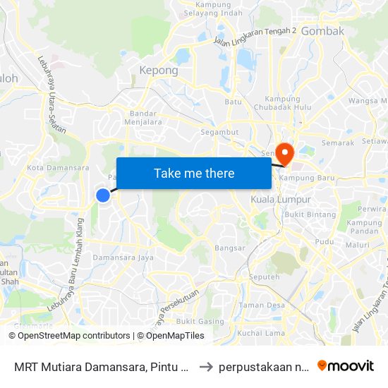 MRT Mutiara Damansara, Pintu C (Pj814) to perpustakaan negara map