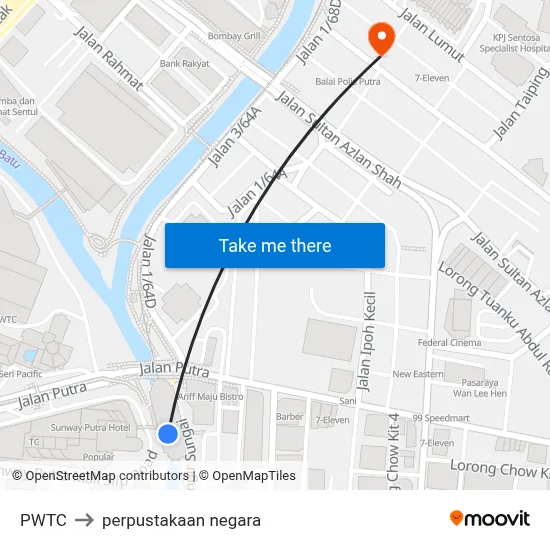 PWTC to perpustakaan negara map