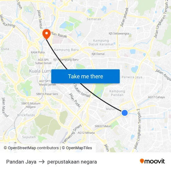 Pandan Jaya to perpustakaan negara map
