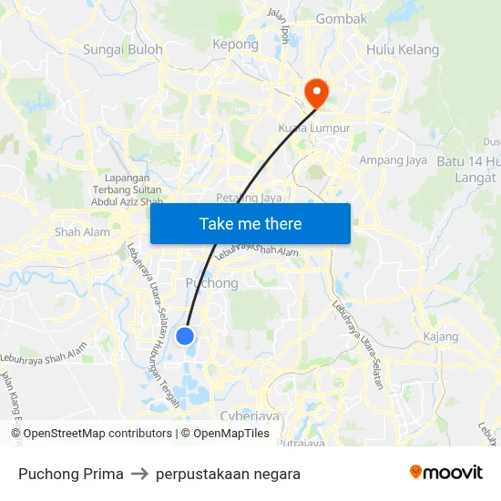 Puchong Prima to perpustakaan negara map