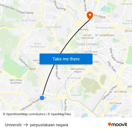 Universiti to perpustakaan negara map