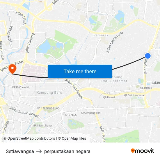 Setiawangsa to perpustakaan negara map