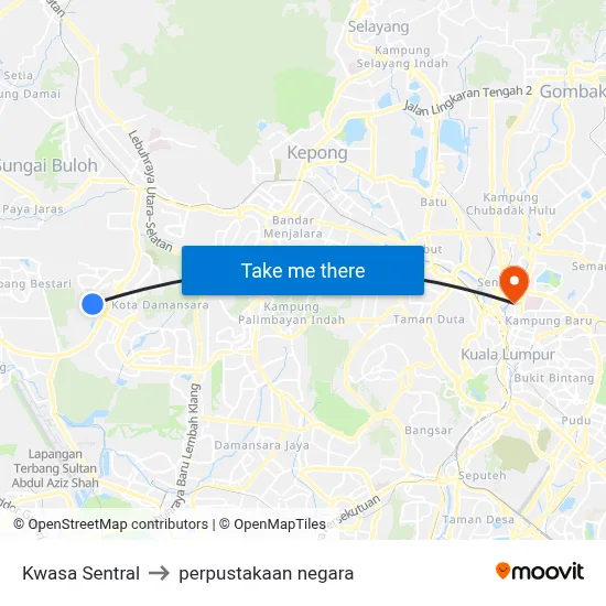 Kwasa Sentral to perpustakaan negara map