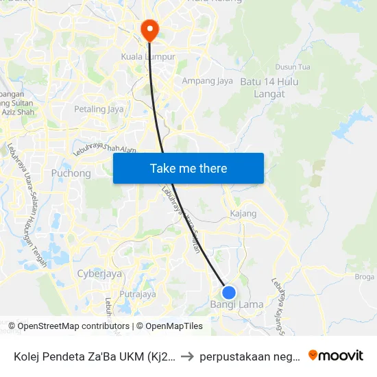 Kolej Pendeta Za'Ba UKM (Kj232) to perpustakaan negara map