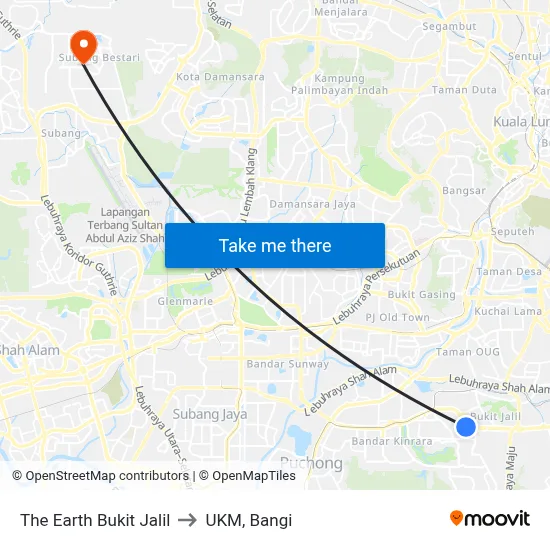 The Earth Bukit Jalil to UKM, Bangi map