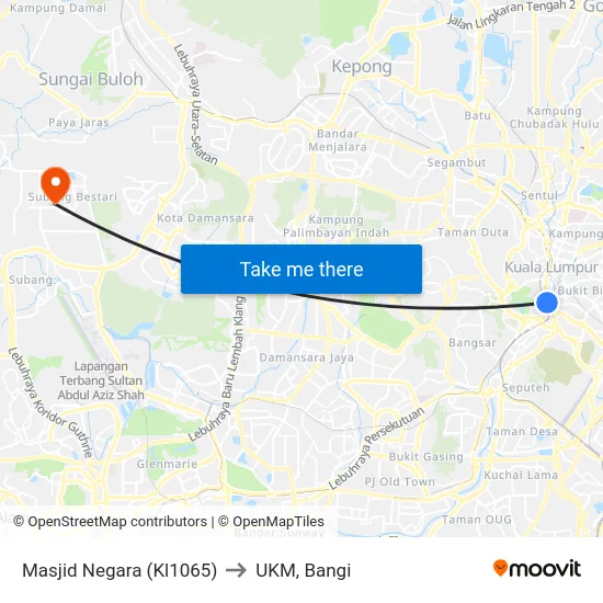 Masjid Negara (Kl1065) to UKM, Bangi map